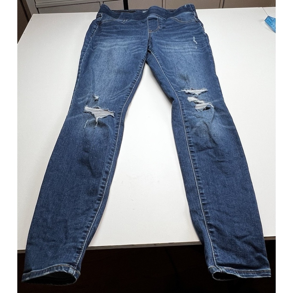 Old Navy Rockstar Jeggings Mid-Rise 6  Blue Denim Jeans Skinny Distressed
